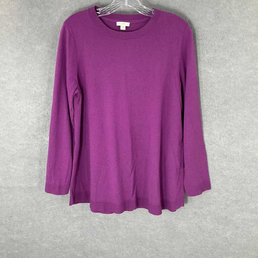 J. Jill Sweater Womens Petite Medium Purple Cotton Blend Pullover Knit Comfy